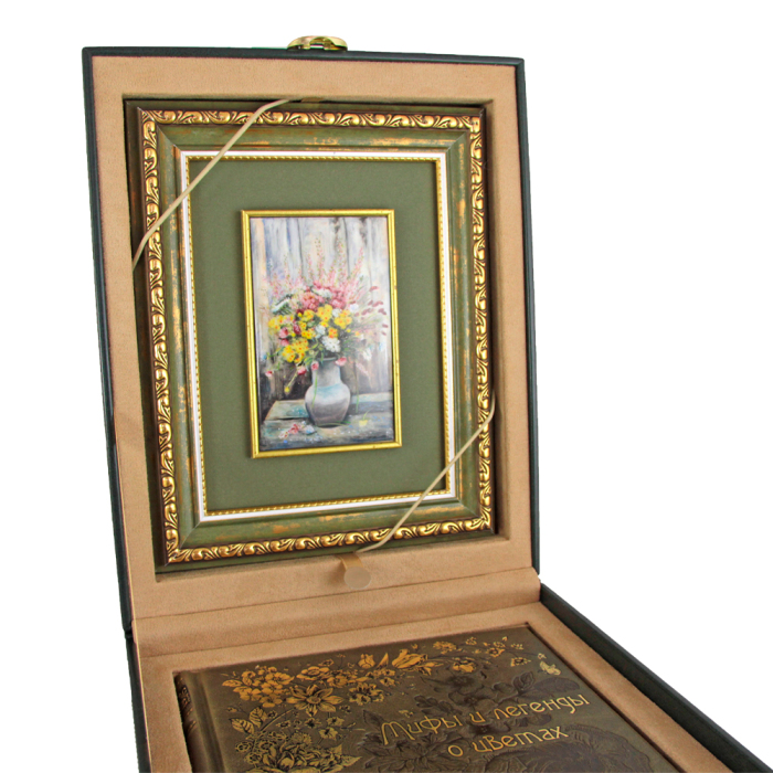 Подарочный набор "Цветы" с книгой "Мифы и легенды о цветах" и панно